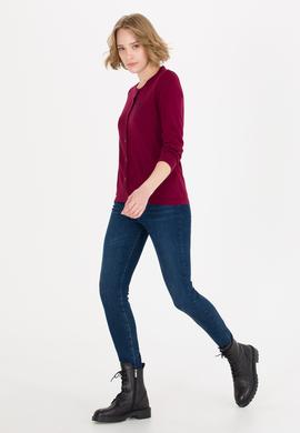 Kadın Bordo Basic Triko Hırka - 50257801025