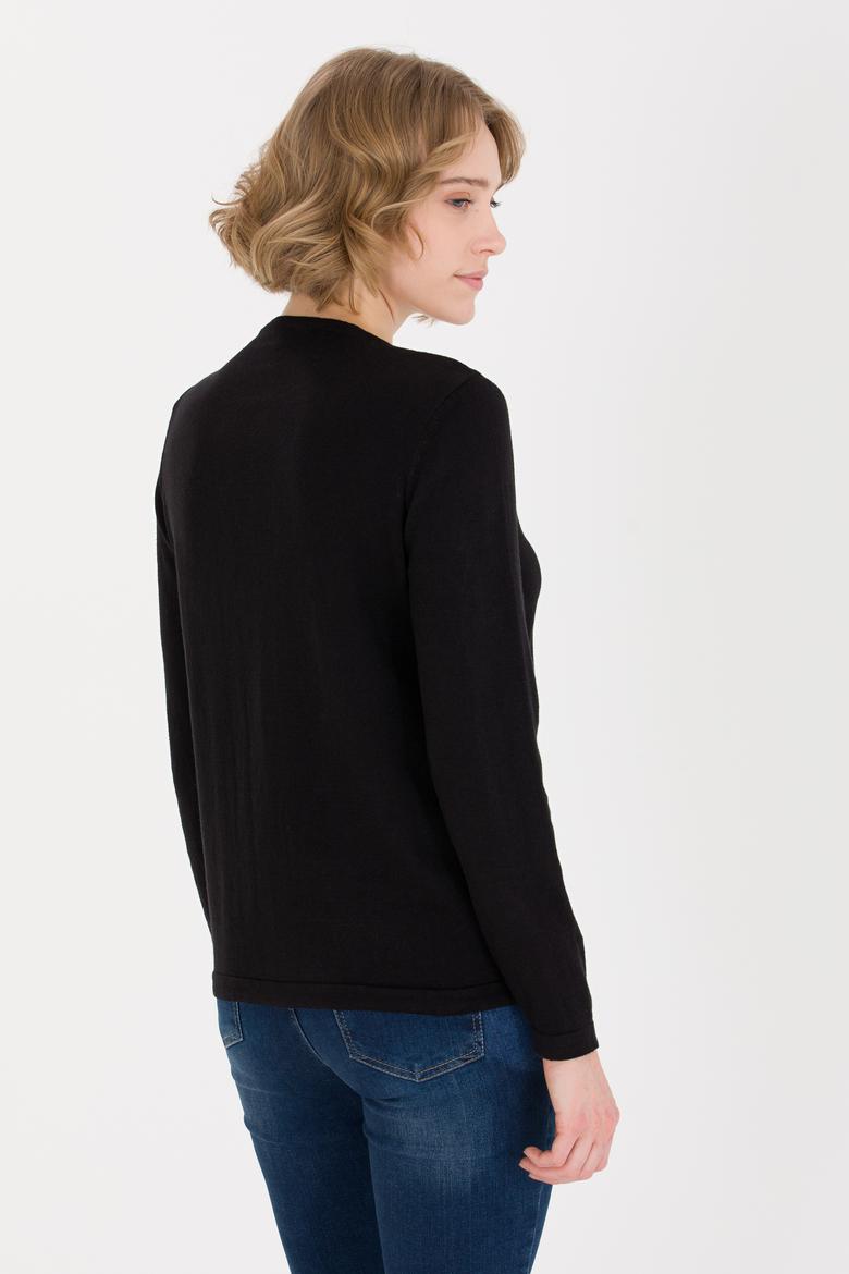 Kadın Siyah Basic Triko Hırka - 50257801036