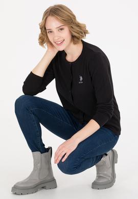 Kadın Siyah Basic Triko Hırka - 50257801036