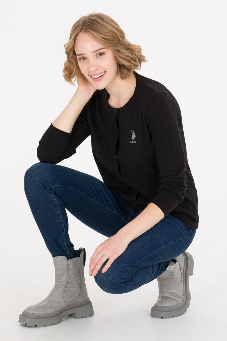 Kadın Siyah Basic Triko Hırka - 50257801036