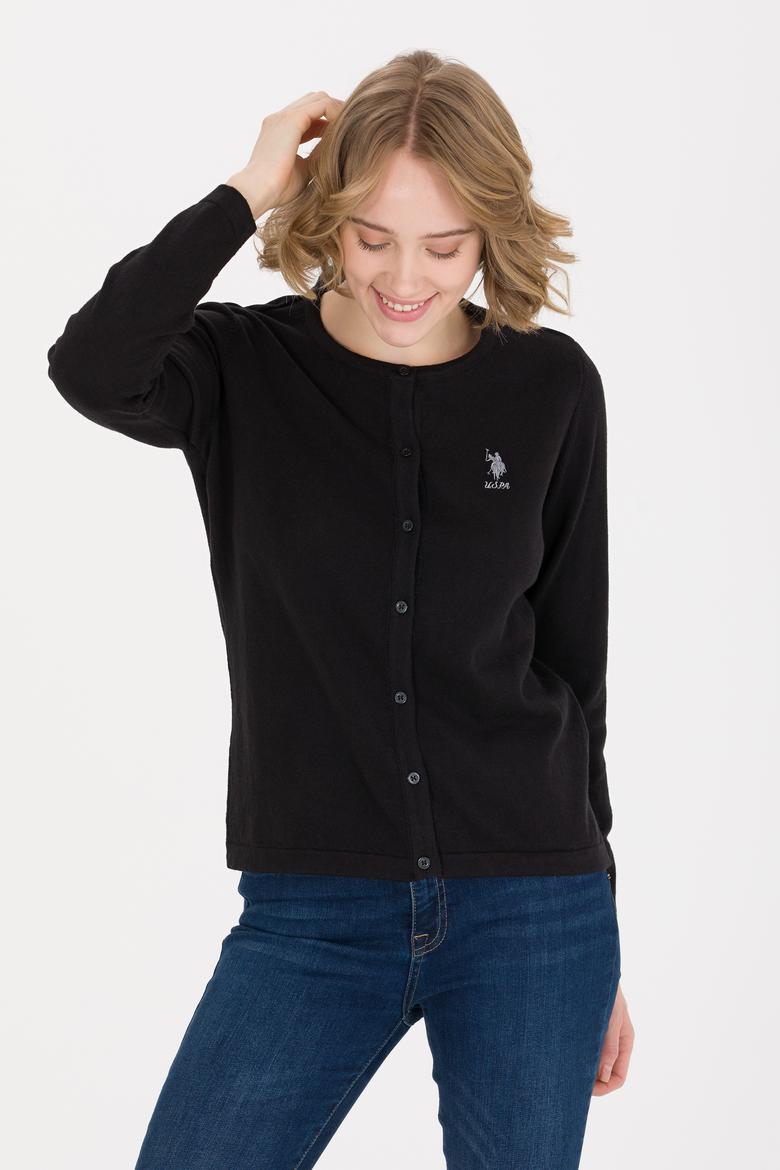 Kadın Siyah Basic Triko Hırka - 50257801036