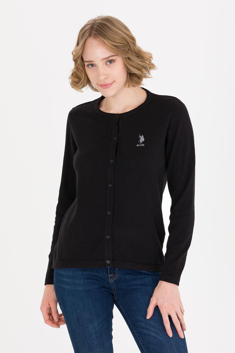 Kadın Siyah Basic Triko Hırka - 50257801036