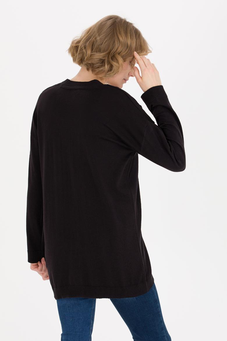 Kadın Siyah Basic Triko Hırka - 50257812020