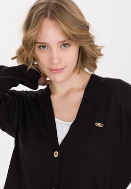 Kadın Siyah Basic Triko Hırka - 50257812020