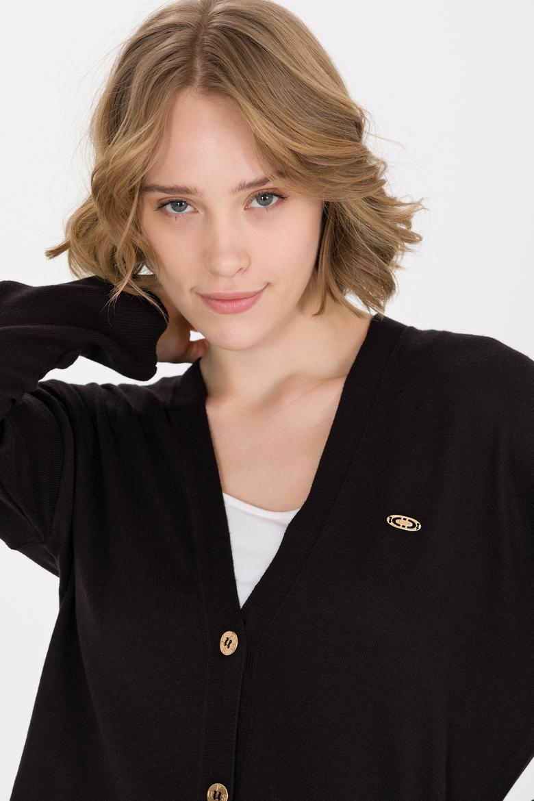 Kadın Siyah Basic Triko Hırka - 50257812020