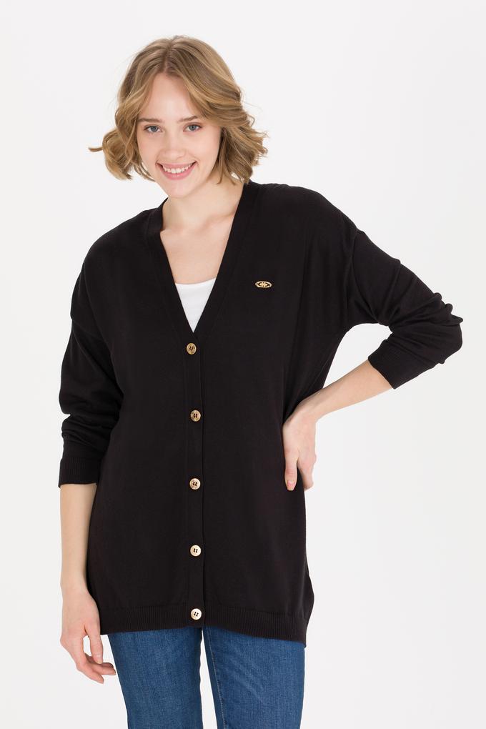 Kadın Siyah Basic Triko Hırka