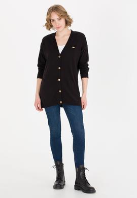 Kadın Siyah Basic Triko Hırka - 50257812020