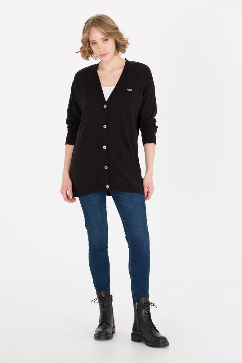 Kadın Siyah Basic Triko Hırka - 50257812020