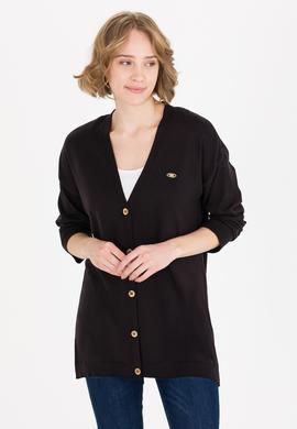 Kadın Siyah Basic Triko Hırka - 50257812020