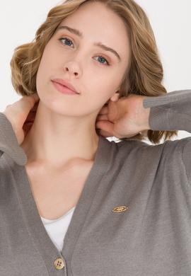 Kadın Gri Melanj Basic Triko Hırka - 50257812031