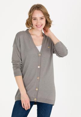 Kadın Gri Melanj Basic Triko Hırka - 50257812031