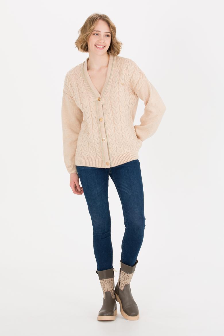 Kadın Taş Melanj Triko Hırka - 50260581009