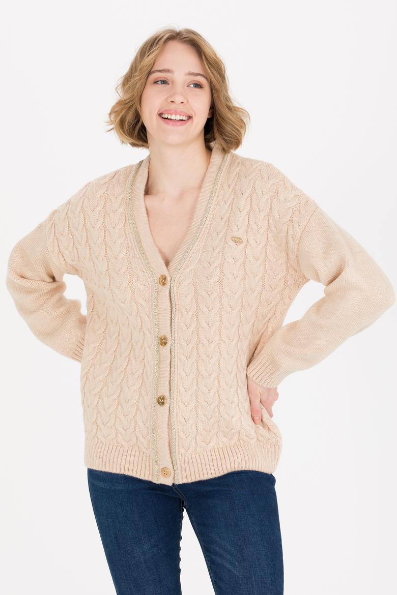 Kadın Taş Melanj Triko Hırka - 50260581009