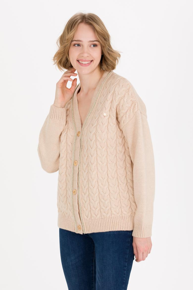 Kadın Taş Melanj Triko Hırka - 50260581009