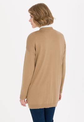 Kadın Camel Melanj Basic Triko Hırka - 50257812043