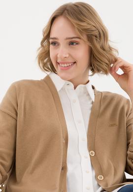 Kadın Camel Melanj Basic Triko Hırka - 50257812043