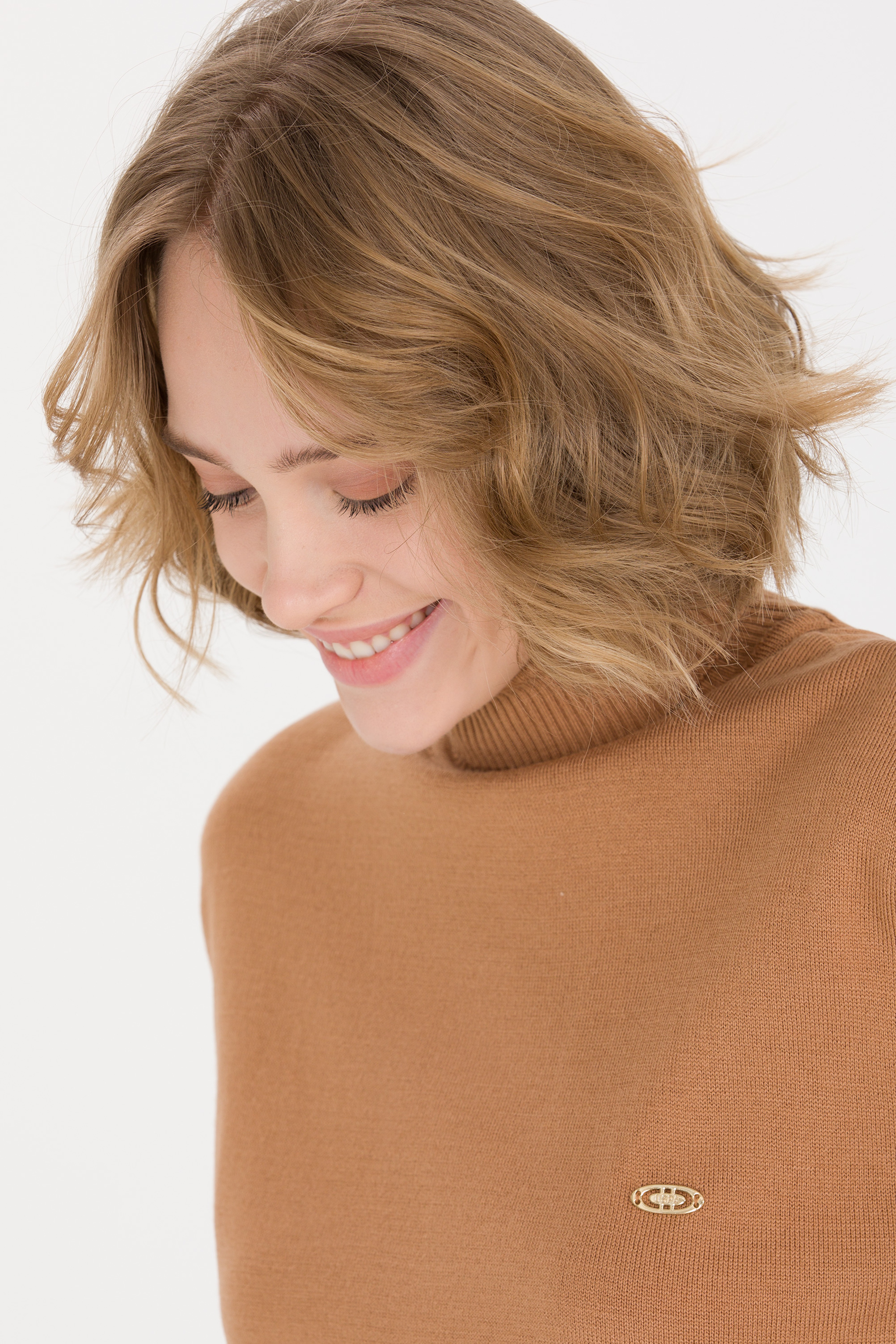 Kadın Camel Balıkçı Yaka Kazak - Image 3