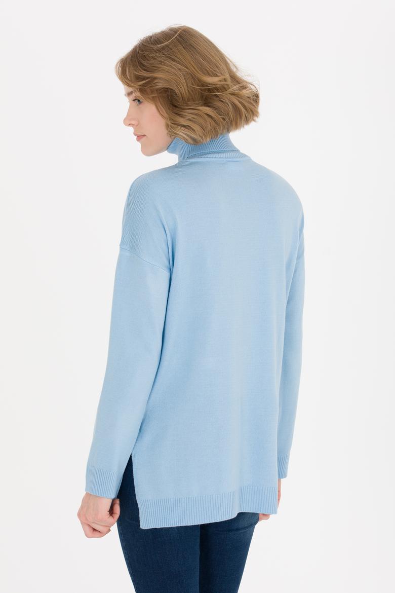 Kadın Mavi Balıkçı Yaka Kazak - 50258080014