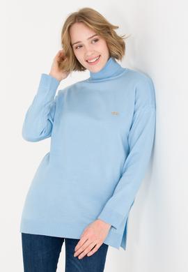 Kadın Mavi Balıkçı Yaka Kazak - 50258080014