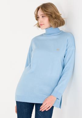 Kadın Mavi Balıkçı Yaka Kazak - 50258080014