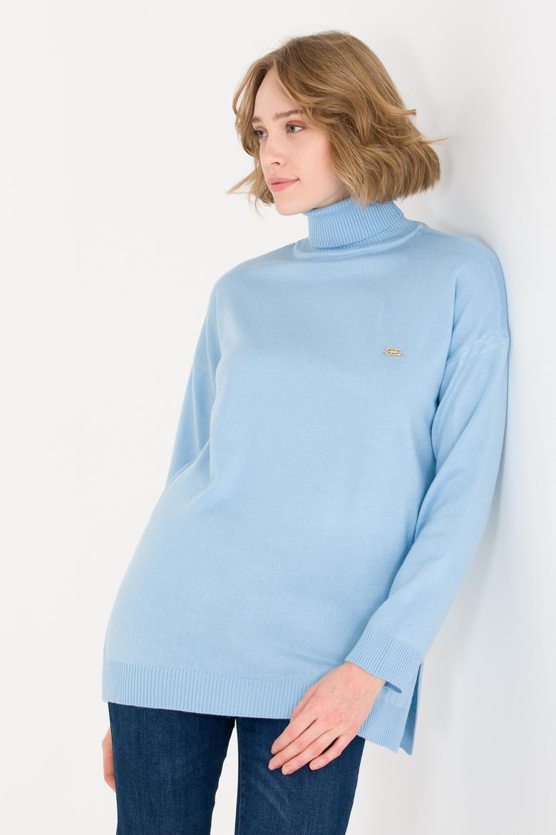 Kadın Mavi Balıkçı Yaka Kazak - 50258080014