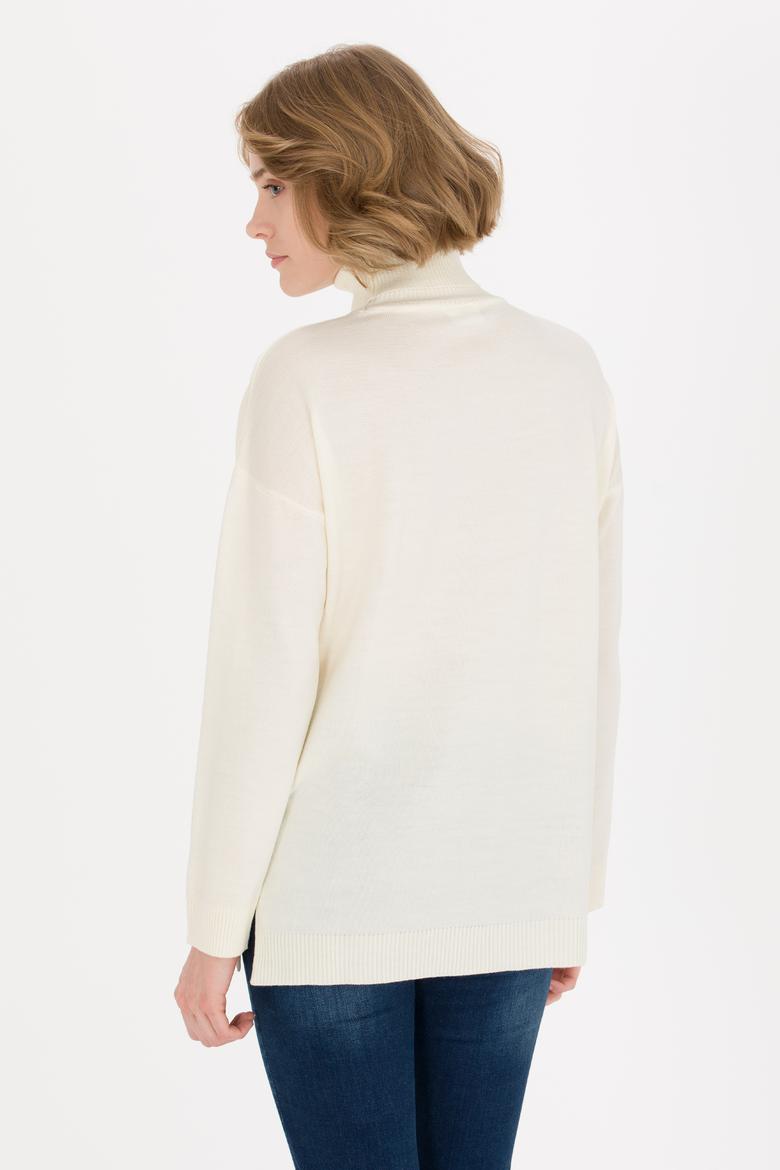 Kadın Krem Balıkçı Yaka Kazak - 50258080030