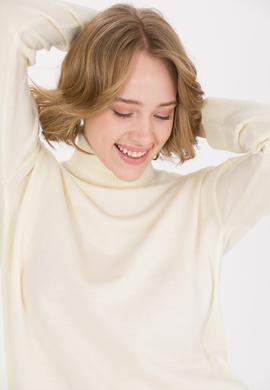 Kadın Krem Balıkçı Yaka Kazak - 50258080030