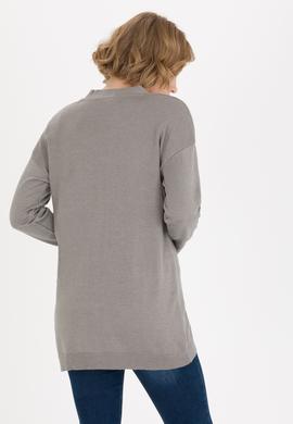 Kadın Gri Melanj Basic Triko Hırka - 50257812031