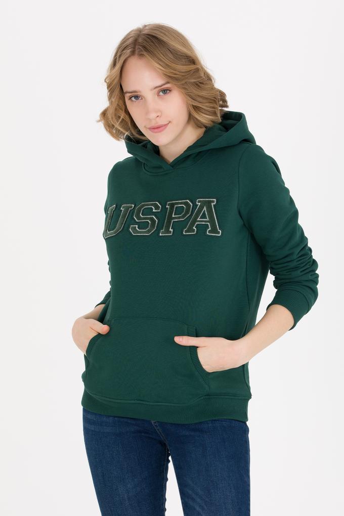 Kadın Yeşil Kapüşonlu Basic Sweatshirt