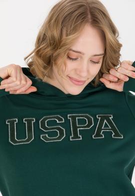 Kadın Yeşil Kapüşonlu Basic Sweatshirt - 50261254080