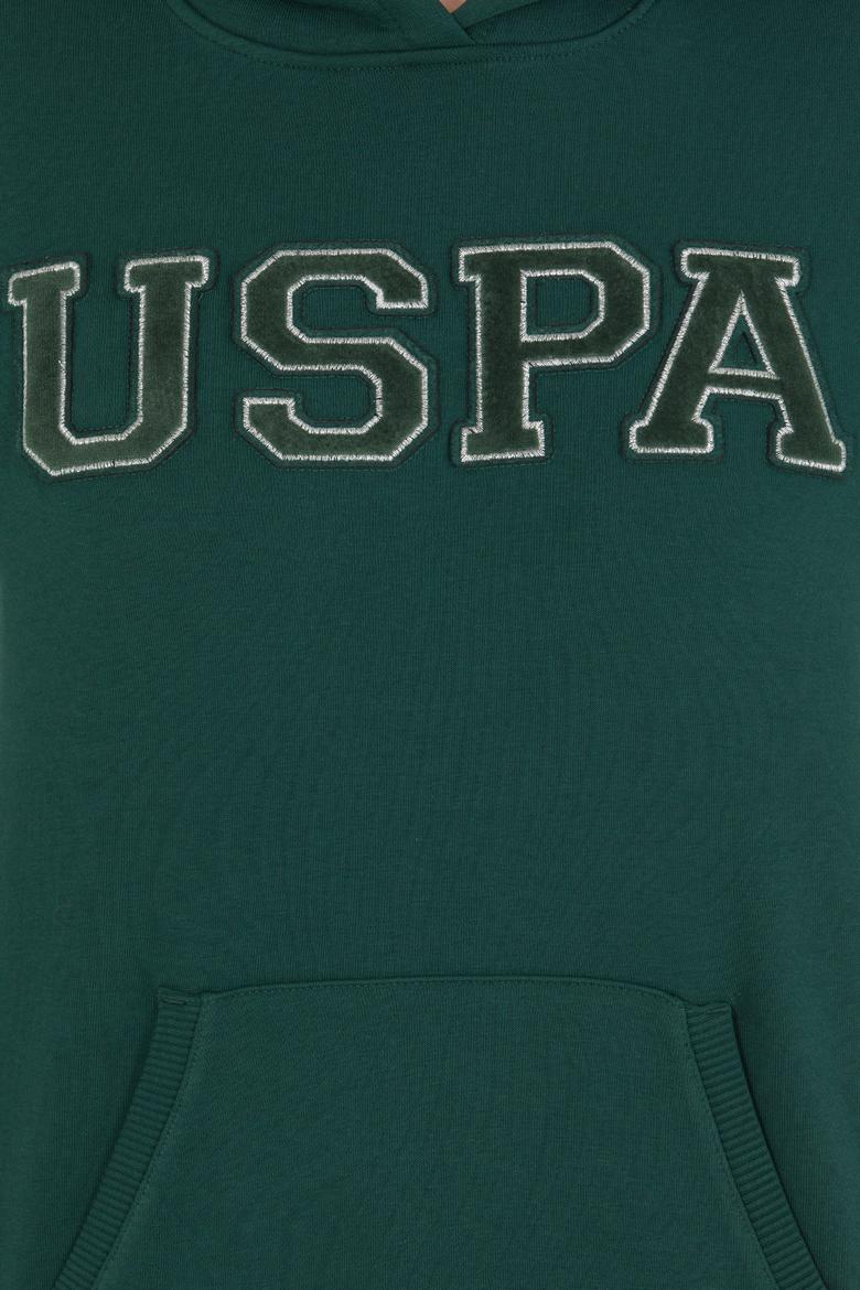 Kadın Yeşil Kapüşonlu Basic Sweatshirt - 50261254080