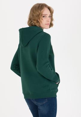 Kadın Yeşil Kapüşonlu Basic Sweatshirt - 50261254080
