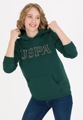 Kadın Yeşil Kapüşonlu Basic Sweatshirt - 50261254080