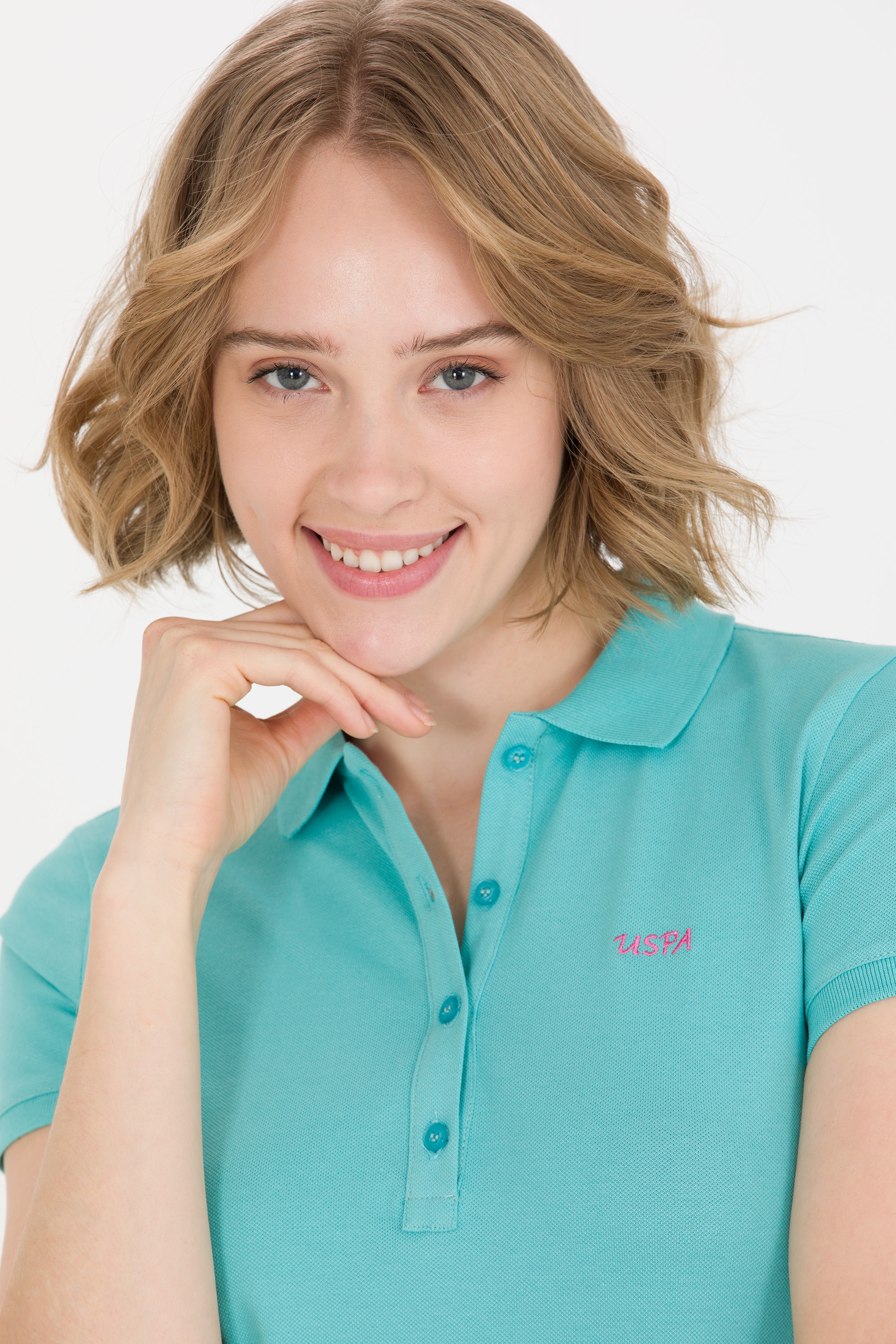 Kadın Mint Basic Polo Yaka Tişört