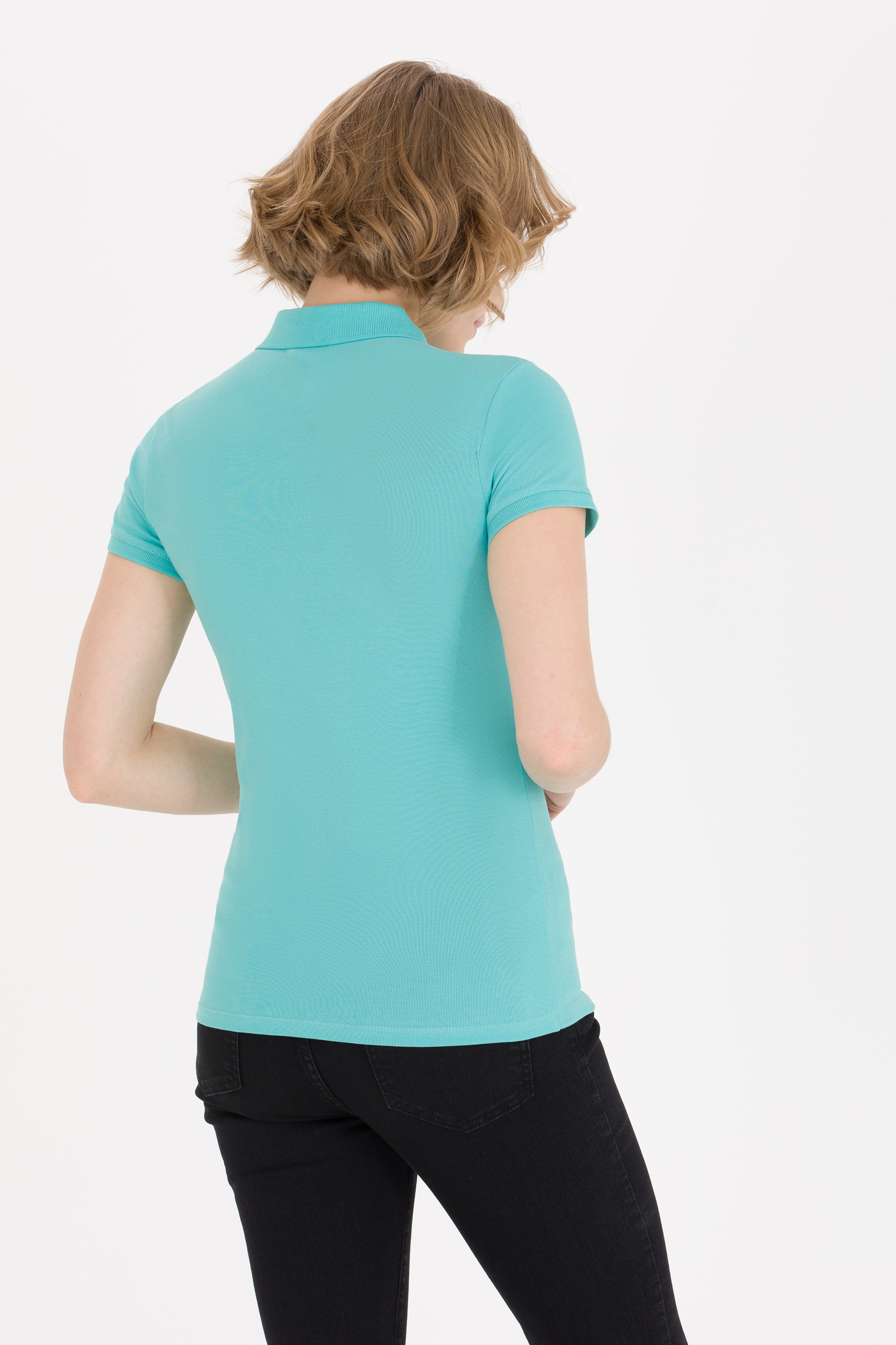 Kadın Mint Basic Polo Yaka Tişört