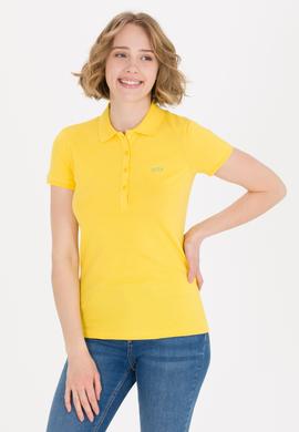 Kadın Sarı Basic Polo Yaka Tişört - 50266348032