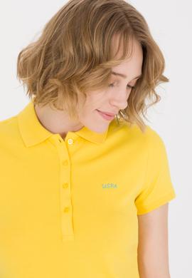 Kadın Sarı Basic Polo Yaka Tişört - 50266348032