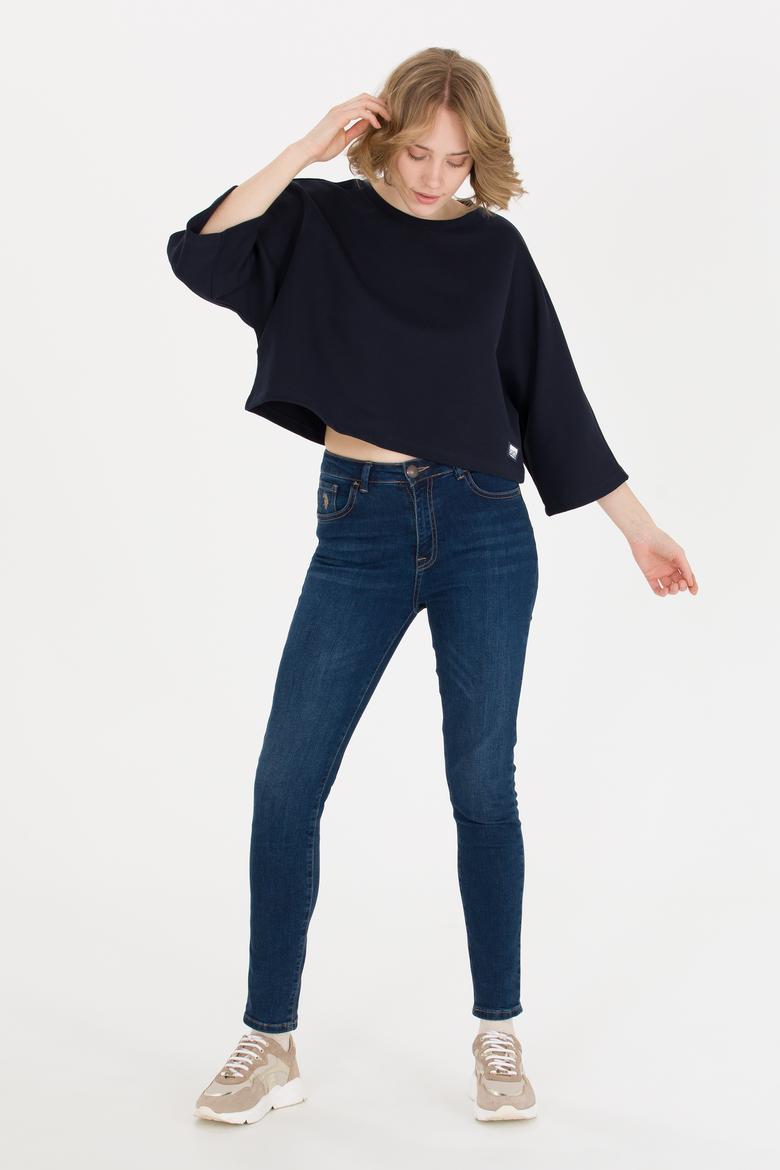 Kadın Lacivert Bisiklet Yaka Sweatshirt - 50254397005