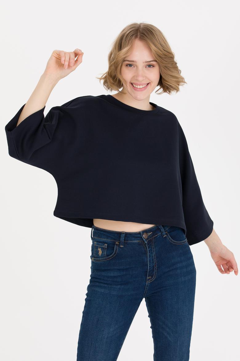 Kadın Lacivert Bisiklet Yaka Sweatshirt - 50254397005