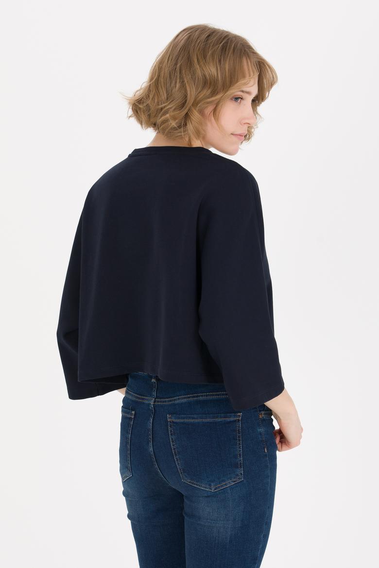 Kadın Lacivert Bisiklet Yaka Sweatshirt - 50254397005