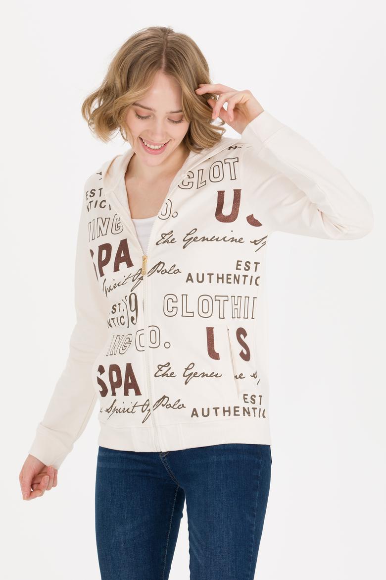 Kadın Ekru Kapüşonlu Sweatshirt - 50256303005