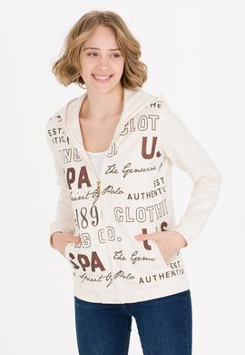 Kadın Ekru Kapüşonlu Sweatshirt - 50256303005