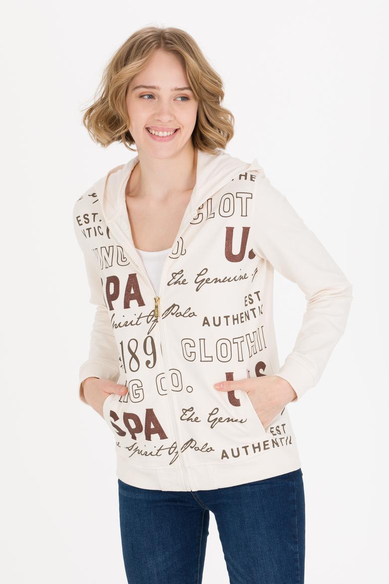 Kadın Ekru Kapüşonlu Sweatshirt - 50256303005