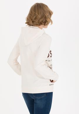 Kadın Ekru Kapüşonlu Sweatshirt - 50256303005