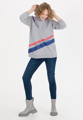 Kadın Gri Melanj Sweatshirt - 50256433005