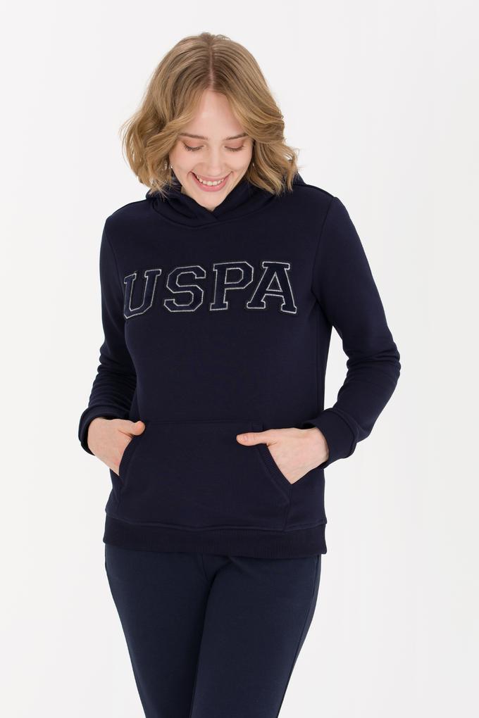 Kadın Lacivert Kapüşonlu Basic Sweatshirt