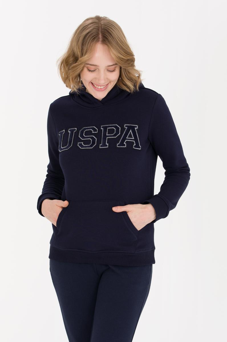 Kadın Lacivert Kapüşonlu Basic Sweatshirt