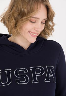 Kadın Lacivert Kapüşonlu Basic Sweatshirt - 50261254008