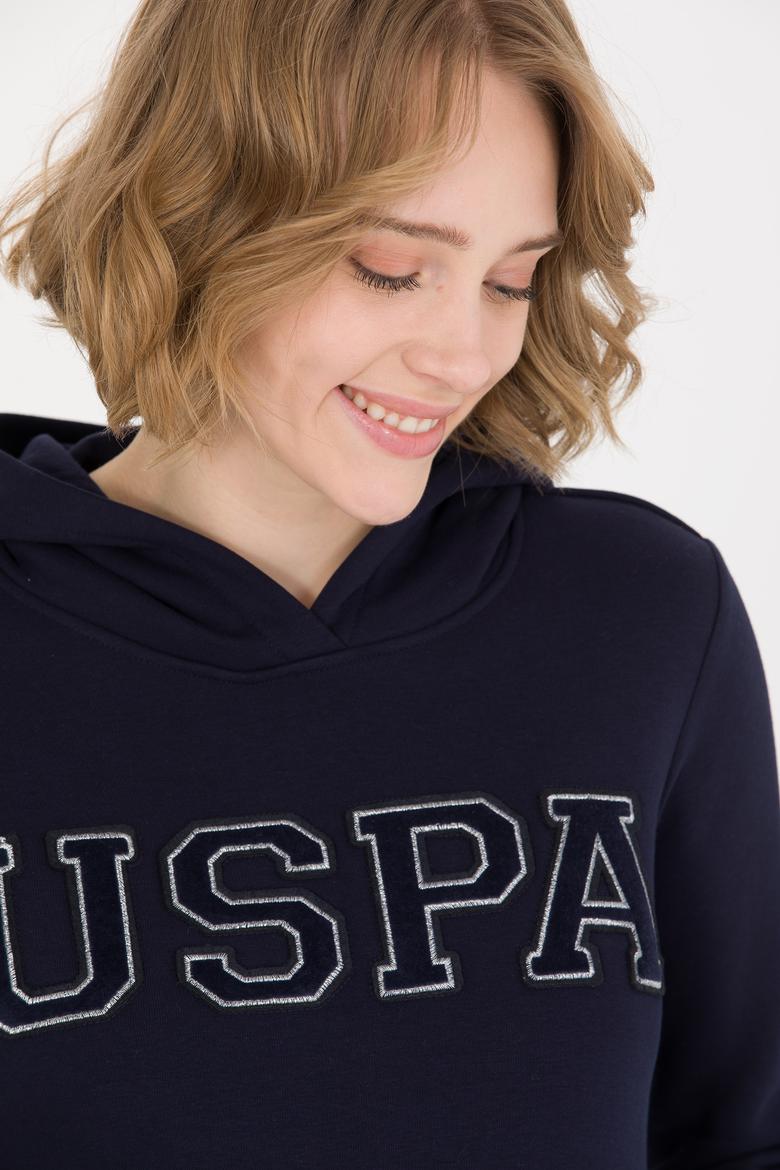 Kadın Lacivert Kapüşonlu Basic Sweatshirt - 50261254008