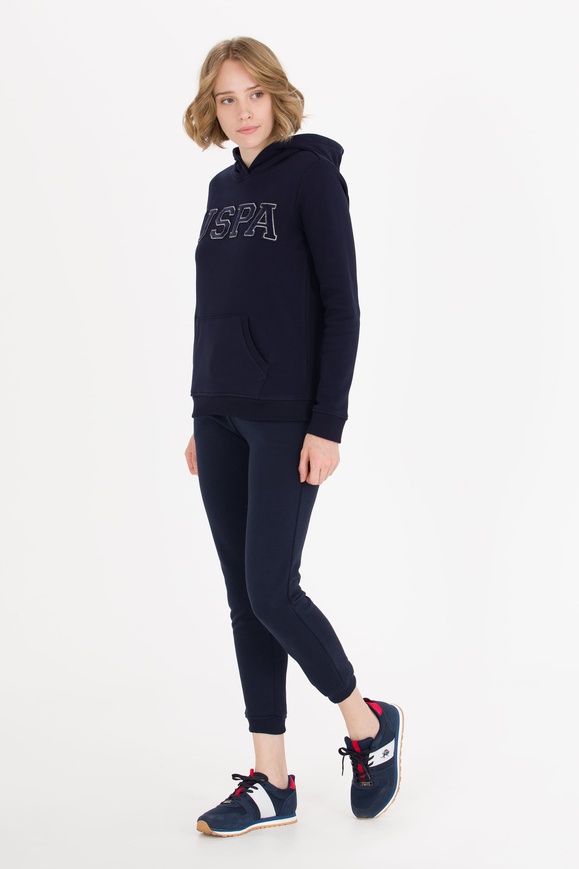 Kadın Lacivert Kapüşonlu Basic Sweatshirt